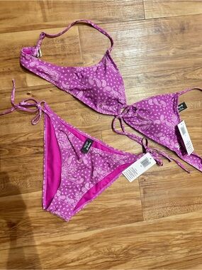 Women's Hurley Pinkish-Purple Paisley Tie-Side Bikini Set